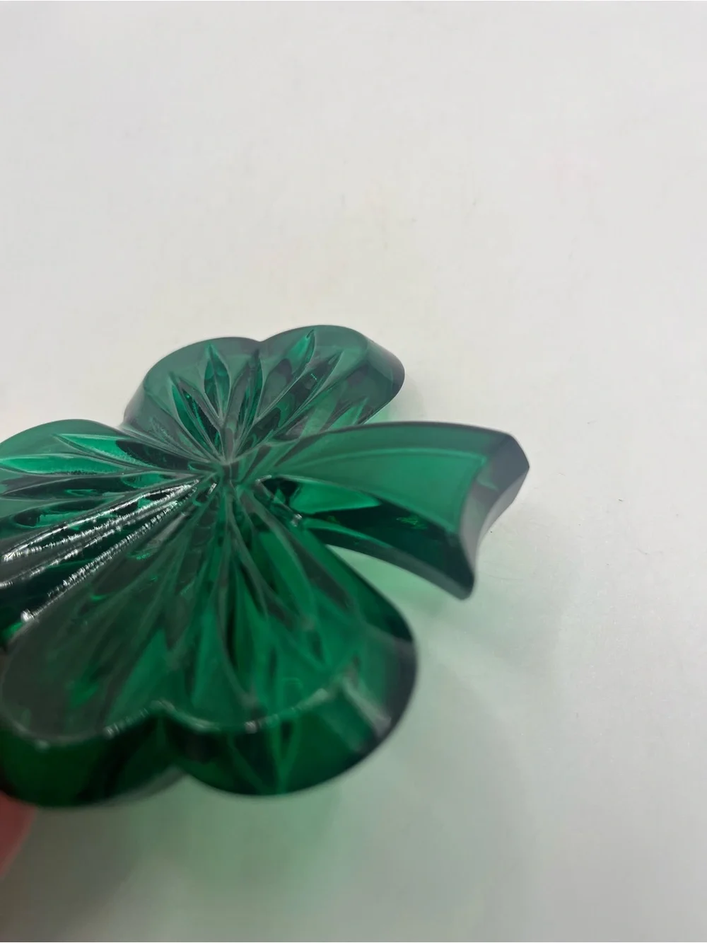 Waterford Crystal Green Shamrock Ornament Signed Tom Brennan